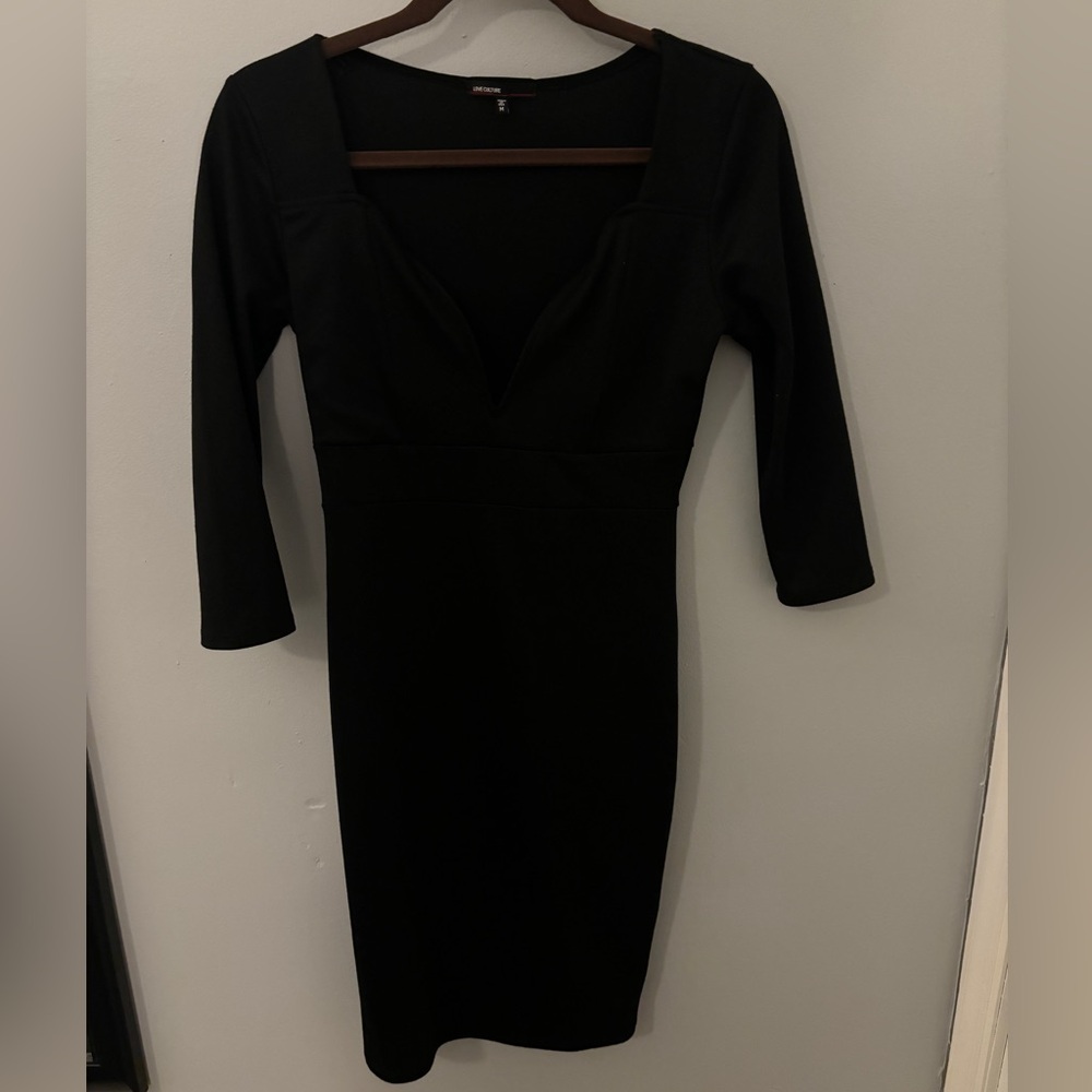 Deep V Neck 3/4 Sleeve Dress